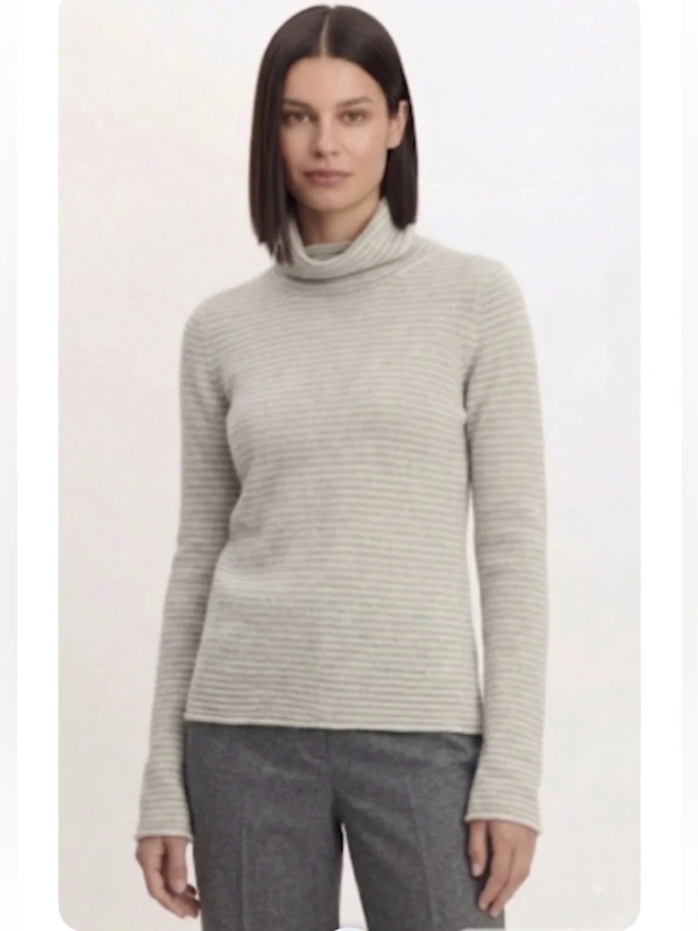J.Crew Wool-cashmere Blend Roll-neck  Sweater Pullover In Gray Micro Stripe L